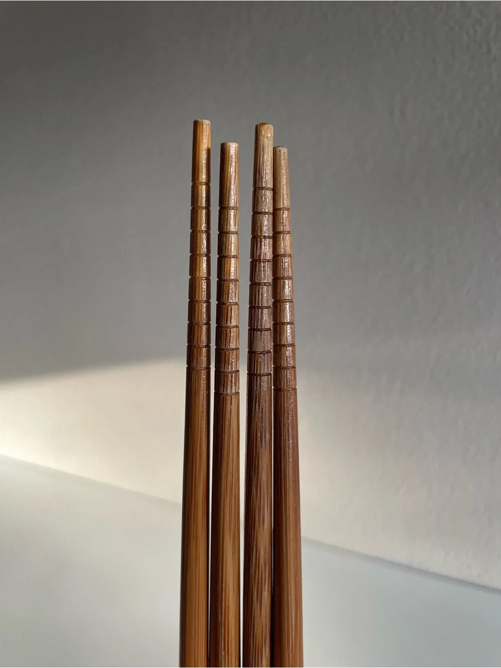 Set of Bamboo Chopsticks with Yellow + Black Accent Lines